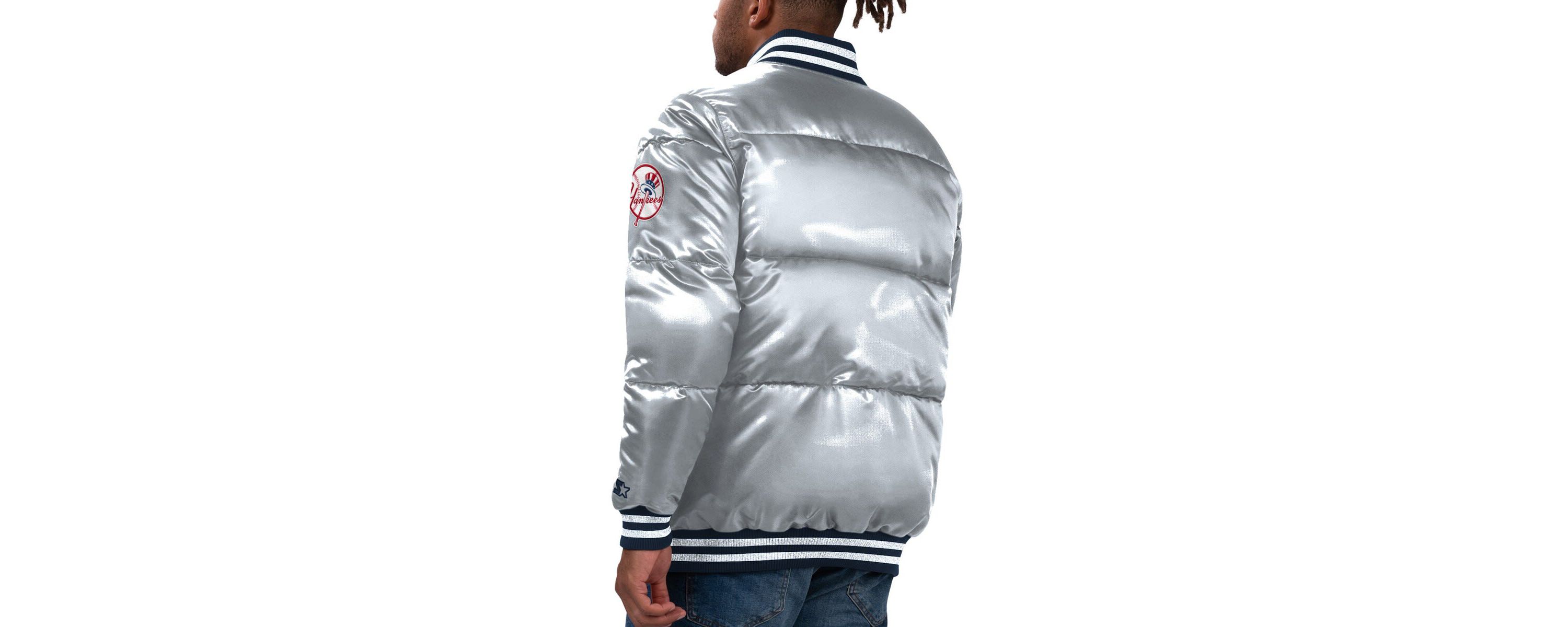 MLB New York Yankees Bronx Satin Full-Snap Varsity Bomber Jacket