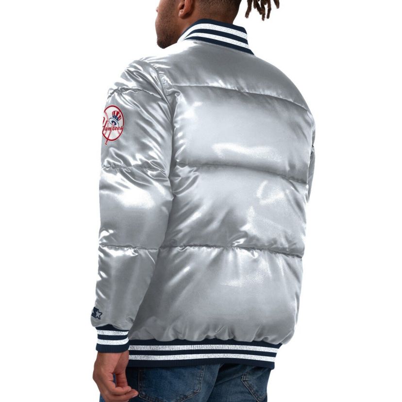 MLB New York Yankees Bronx Satin Full-Snap Varsity Bomber Jacket