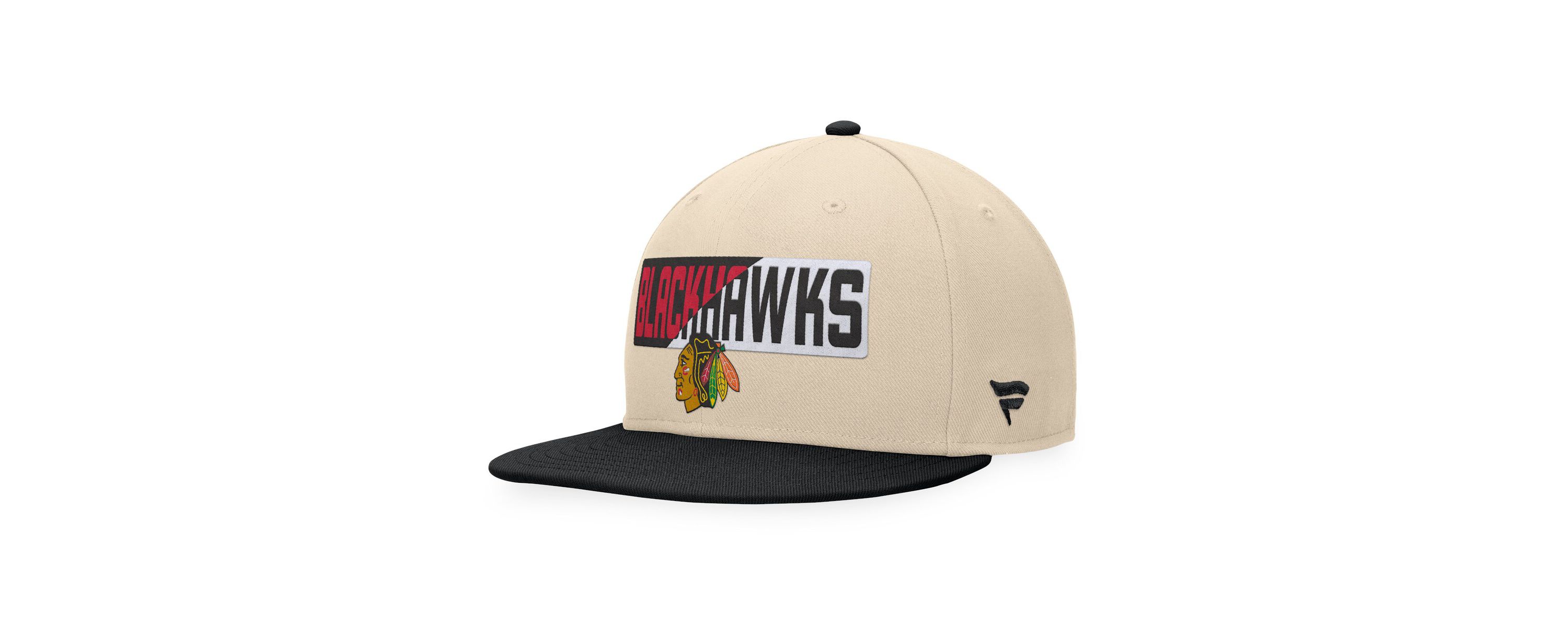 NHL Fanatics Cream/Black Chicago Blackhawks Goalaso Snapback Hat
