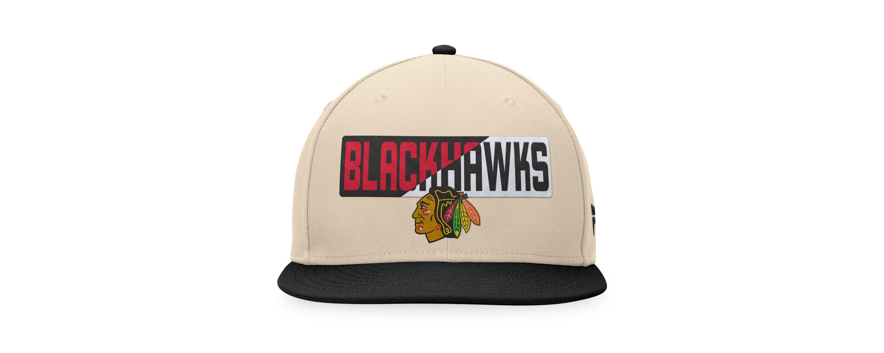 NHL Fanatics Cream/Black Chicago Blackhawks Goalaso Snapback Hat