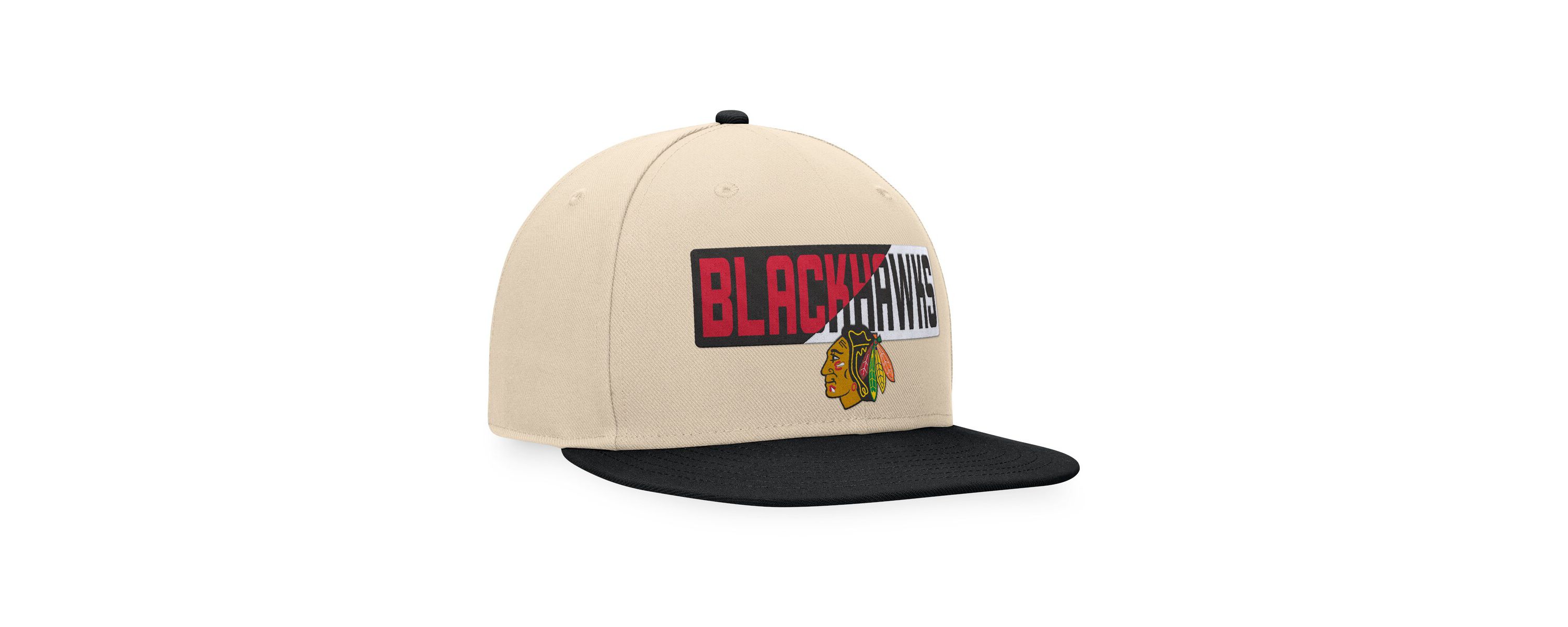 NHL Fanatics Cream/Black Chicago Blackhawks Goalaso Snapback Hat