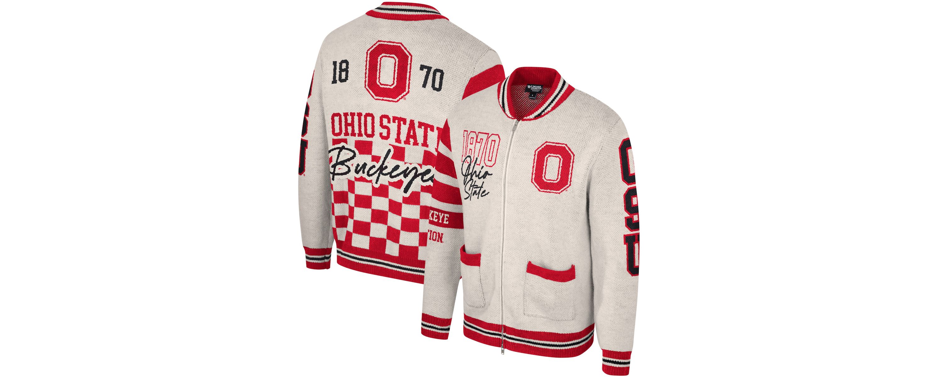NCAA Unisex Ohio State Buckeyes Wild Collective Full-Zip Jacquard Sweater