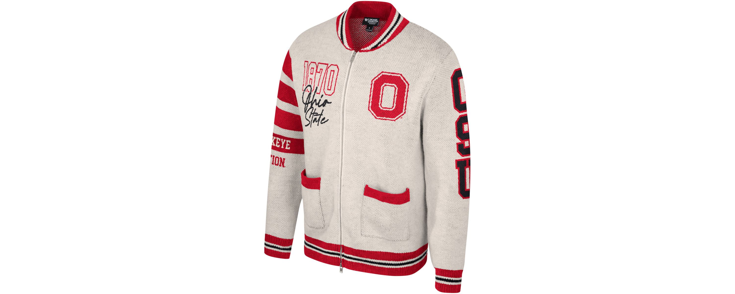 NCAA Unisex Ohio State Buckeyes Wild Collective Full-Zip Jacquard Sweater