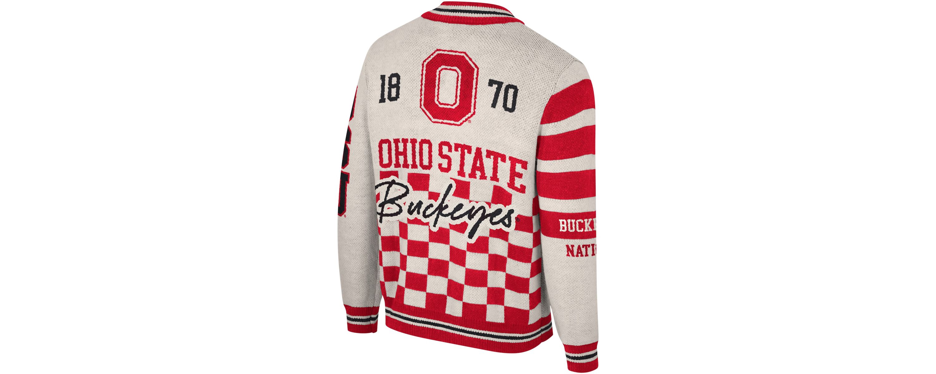 NCAA Unisex Ohio State Buckeyes Wild Collective Full-Zip Jacquard Sweater