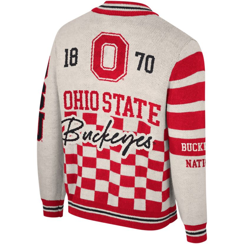 NCAA Unisex Ohio State Buckeyes Wild Collective Full-Zip Jacquard Sweater
