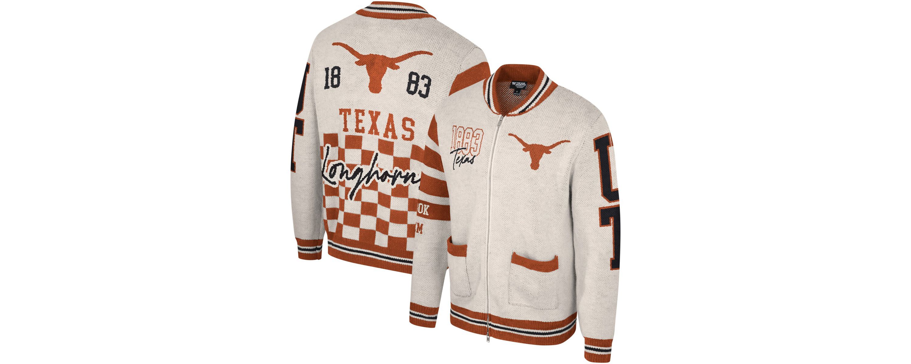NCAA Unisex Texas Longhorns Wild Collective Full-Zip Jacquard Sweater