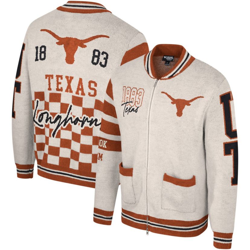 NCAA Unisex Texas Longhorns Wild Collective Full-Zip Jacquard Sweater
