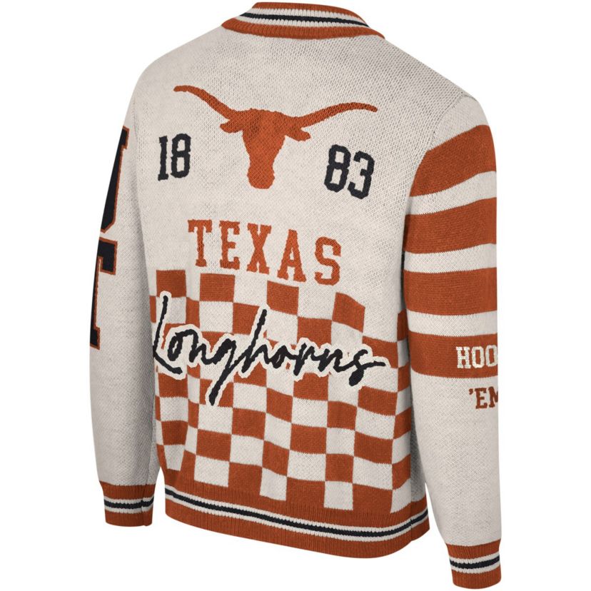 NCAA Unisex Texas Longhorns Wild Collective Full-Zip Jacquard Sweater