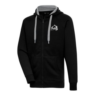 Antigua Men's NHL Colorado Avalanche Metallic Logo Victory Full-Zip Hoodie, Black, Small