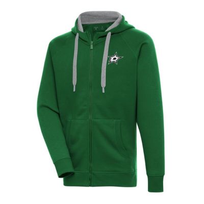 Antigua Men's NHL Kelly Dallas Stars Metallic Logo Victory Full-Zip Hoodie, Green, Small