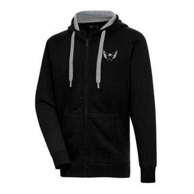 Antigua Men's NHL Washington Capitals Metallic Logo Victory Full-Zip Hoodie, Black, 3XL