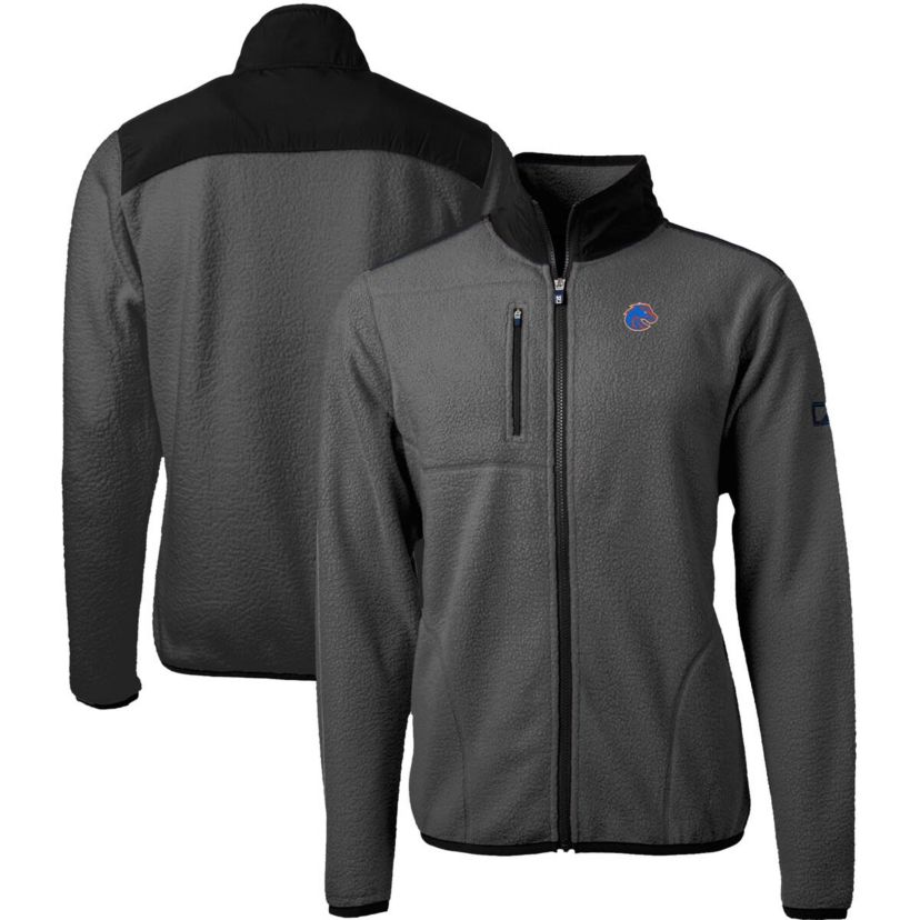 NCAA Gray/Black Boise State Broncos Cascade Eco Sherpa Fleece Full-Zip Jacket