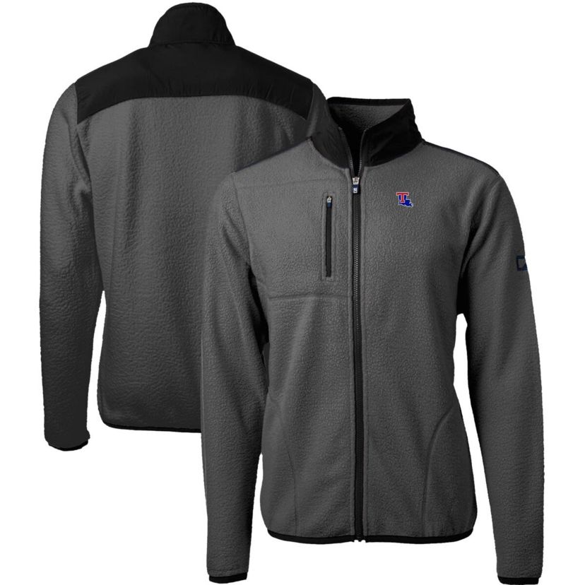 NCAA Gray/Black Louisiana Tech Bulldogs Cascade Eco Sherpa Fleece Full-Zip Jacket