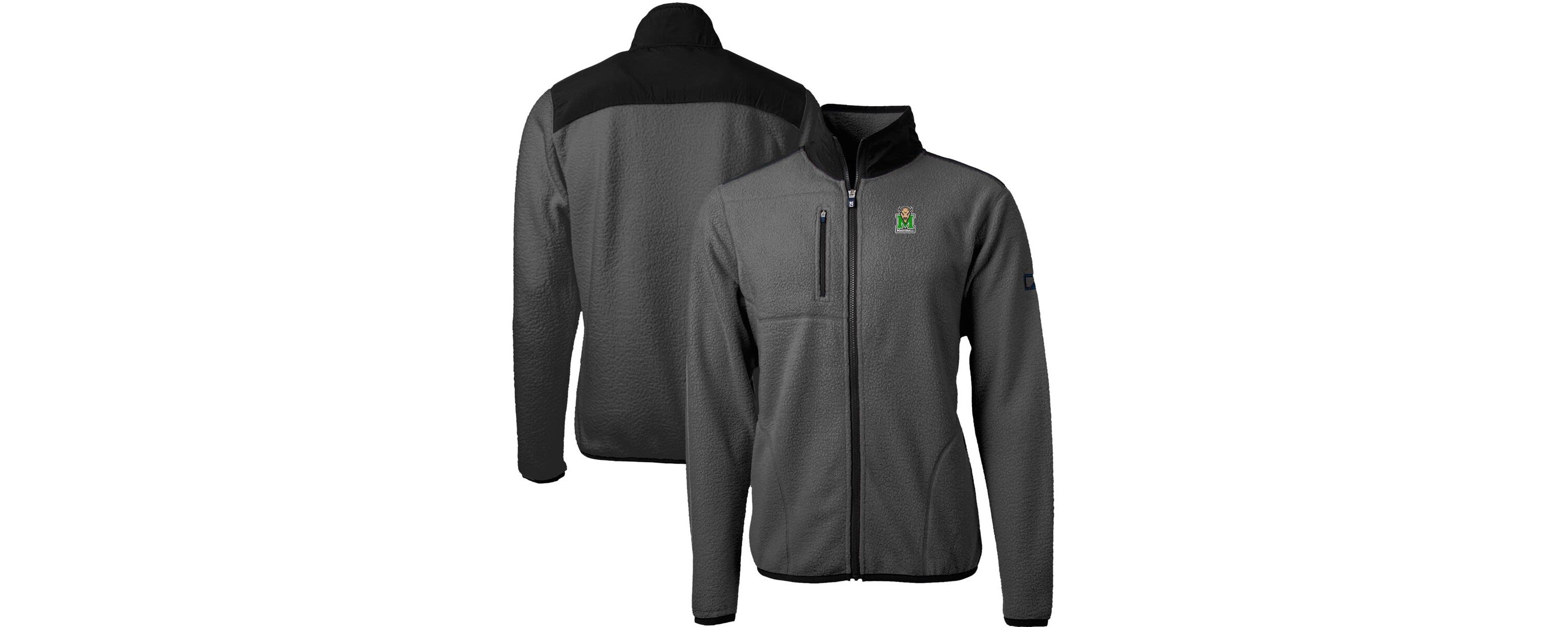 NCAA Gray/Black Marshall Thundering Herd Cascade Eco Sherpa Fleece Full-Zip Jacket