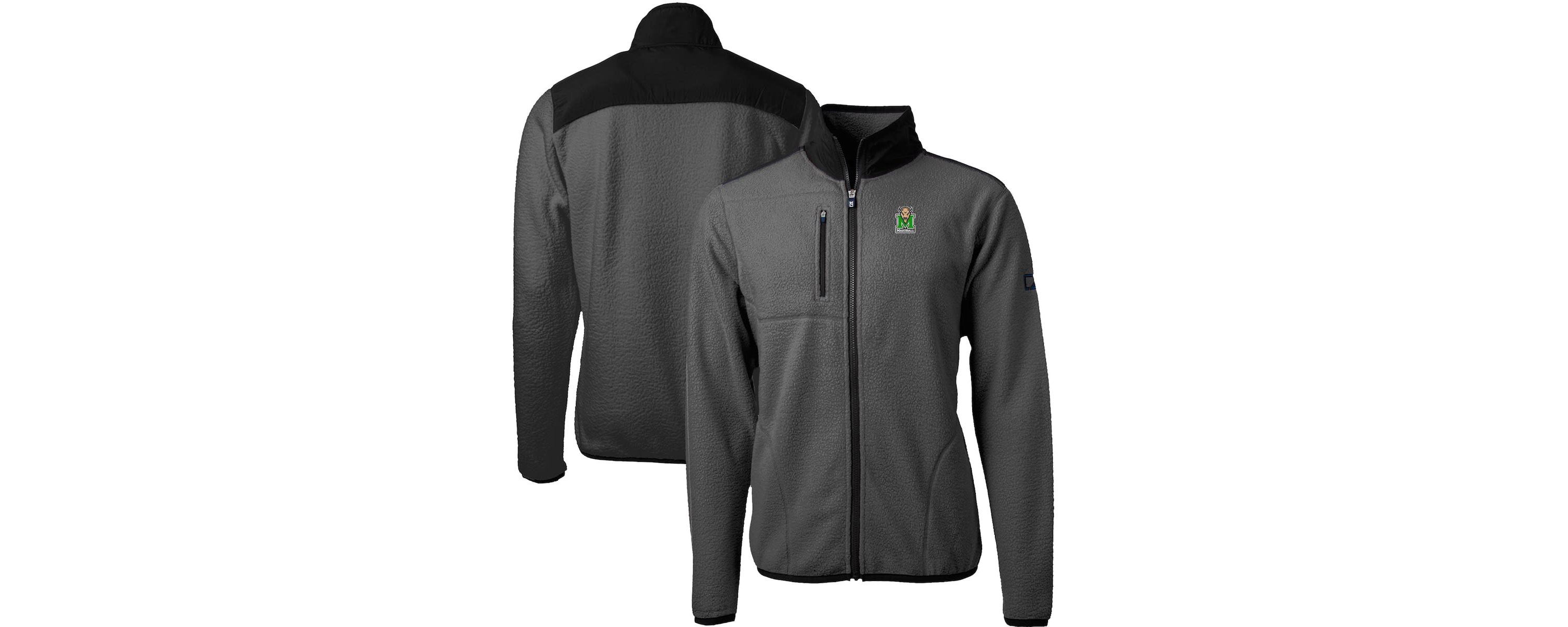 NCAA Gray/Black Marshall Thundering Herd Cascade Eco Sherpa Fleece Full-Zip Jacket