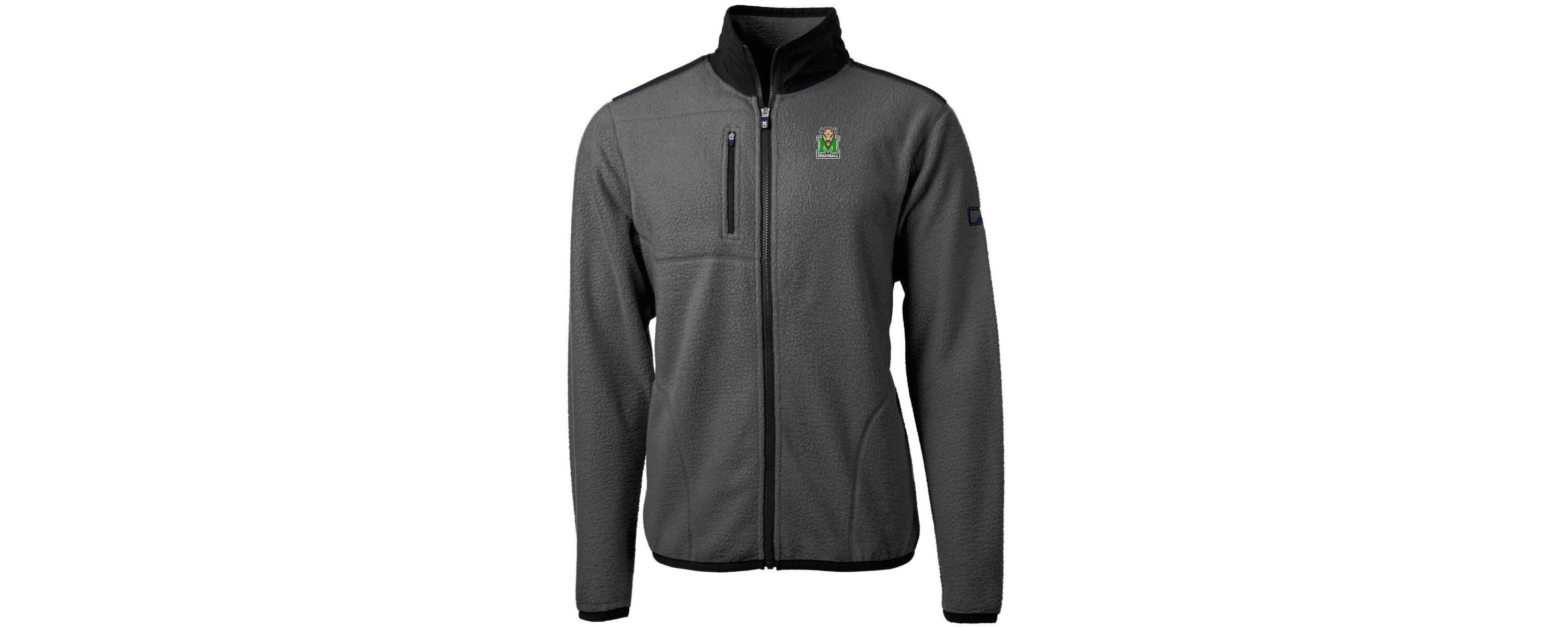 NCAA Gray/Black Marshall Thundering Herd Cascade Eco Sherpa Fleece Full-Zip Jacket