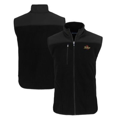 Cutter & Buck Men's NCAA Tulsa Golden Hurricane Cascade Eco Sherpa Fleece Full-Zip Vest, Black, 3XL -  0197947001211