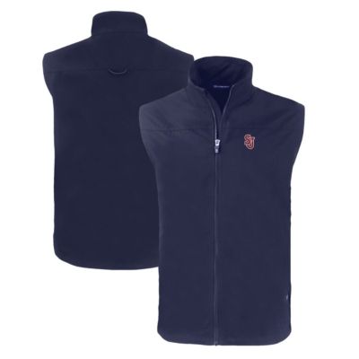Cutter & Buck Men's St. John's Red Storm NCAA St. John's Storm Charter Eco Recycled Full-Zip Vest, Navy Blue, 3XL