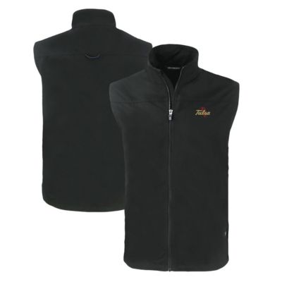 Cutter & Buck Men's NCAA Tulsa Golden Hurricane Charter Eco Recycled Full-Zip Vest, Black, 3XL -  0197946999250