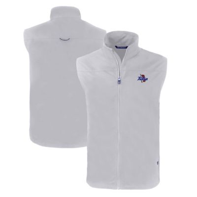 Cutter & Buck Men's NCAA Tulsa Golden Hurricane Charter Eco Recycled Full-Zip Vest, Gray, 3XL -  0197946999199