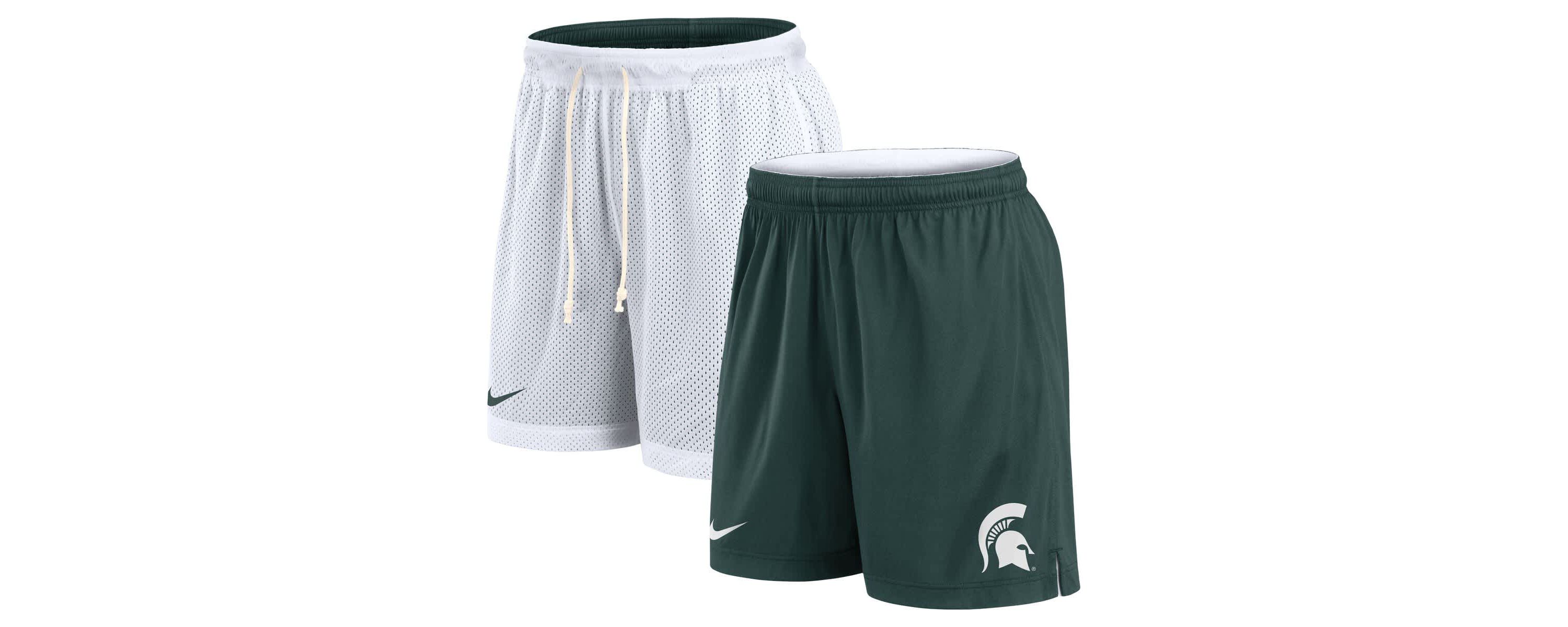 NCAA Nike White/Green Michigan State Spartans Primetime Reversible Performance Shorts