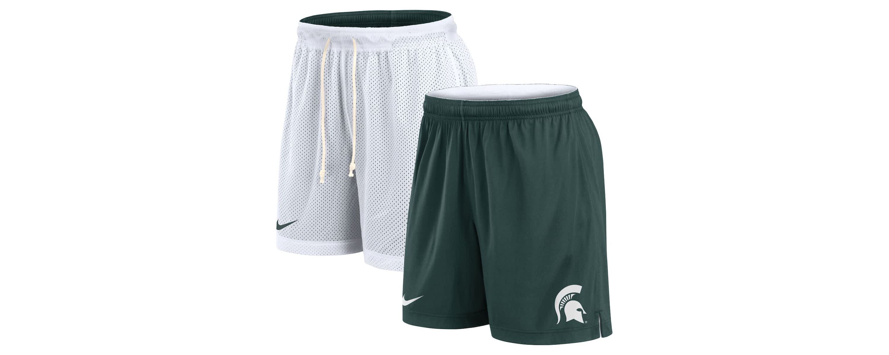 NCAA Nike White/Green Michigan State Spartans Primetime Reversible Performance Shorts