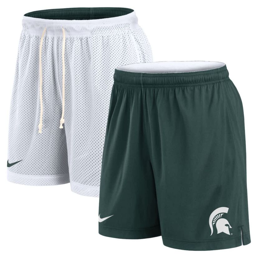 NCAA Nike White/Green Michigan State Spartans Primetime Reversible Performance Shorts