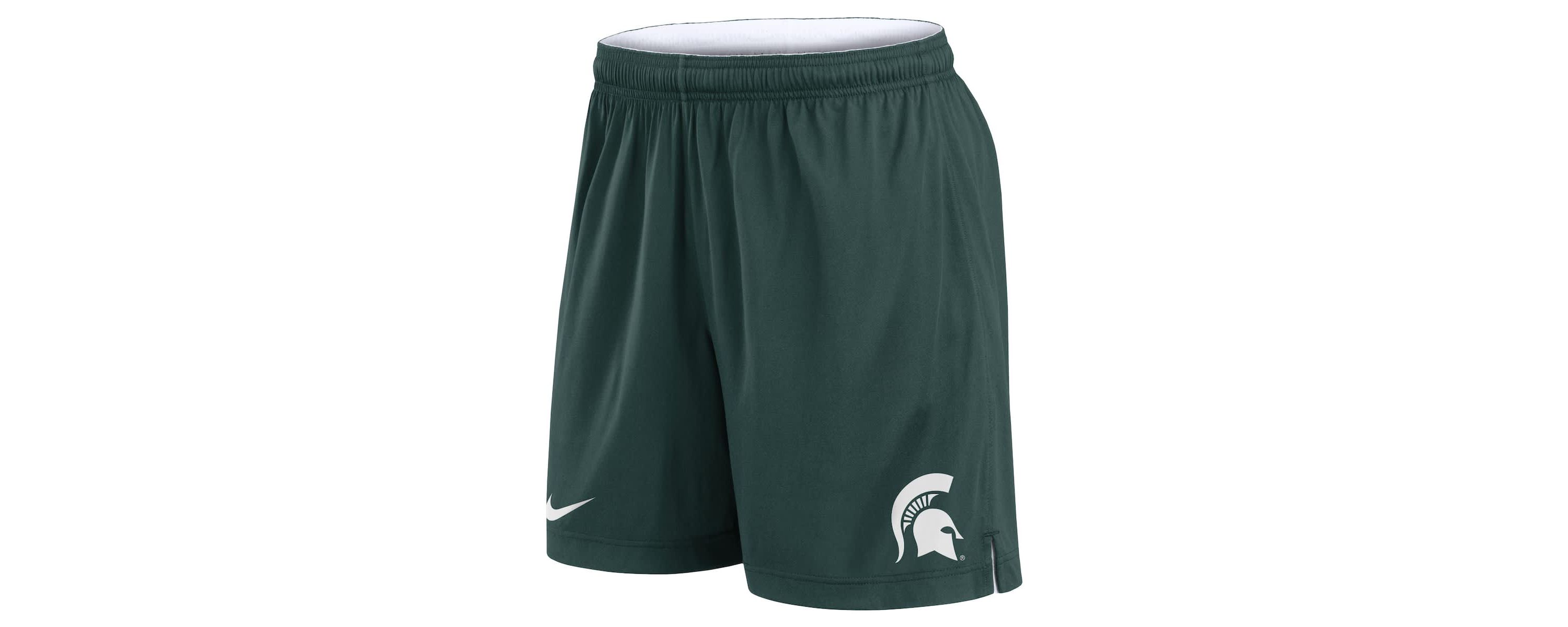 NCAA Nike White/Green Michigan State Spartans Primetime Reversible Performance Shorts