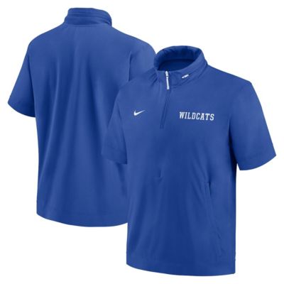 Men's NCAA Nike Kentucky Wildcats 2024 Sideline Coach Short Sleeve Half-Zip Hoodie Jacket, Medium