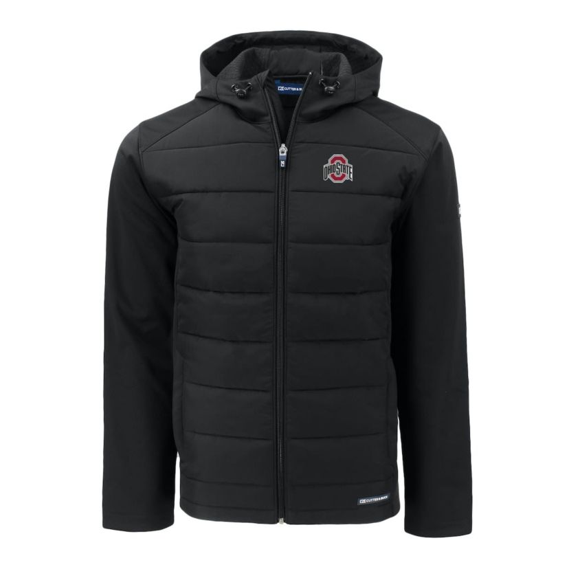 NCAA Ohio State Buckeyes Primary Logo Evoke Hybrid Eco Softshell Recycled Full-Zip Hoodie