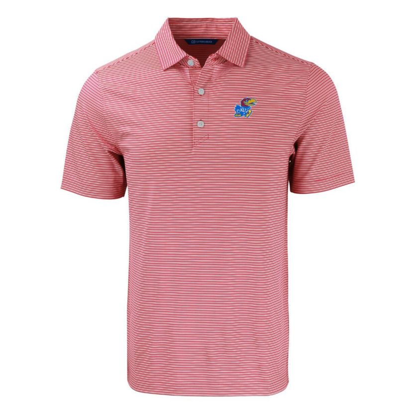 NCAA Kansas Jayhawks Forge Eco Double Stripe Stretch Recycled Polo