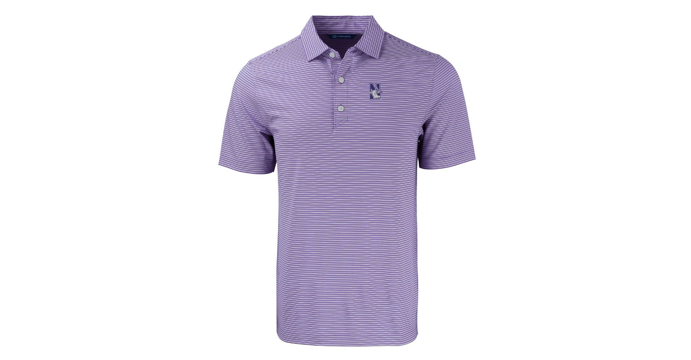 NCAA Northwestern Wildcats Forge Eco Double Stripe Stretch Recycled Polo
