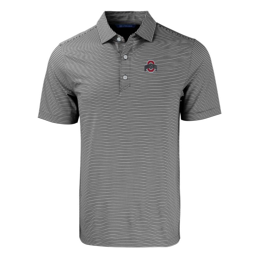 NCAA Ohio State Buckeyes Primary Logo Forge Eco Double Stripe Stretch Recycled Polo