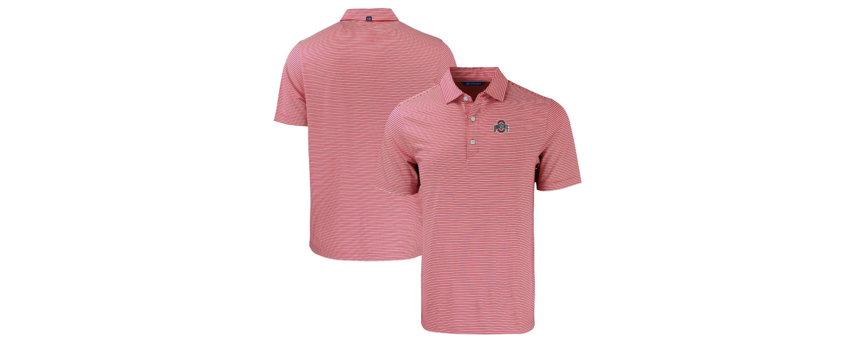 NCAA Ohio State Buckeyes Primary Logo Forge Eco Double Stripe Stretch Recycled Polo
