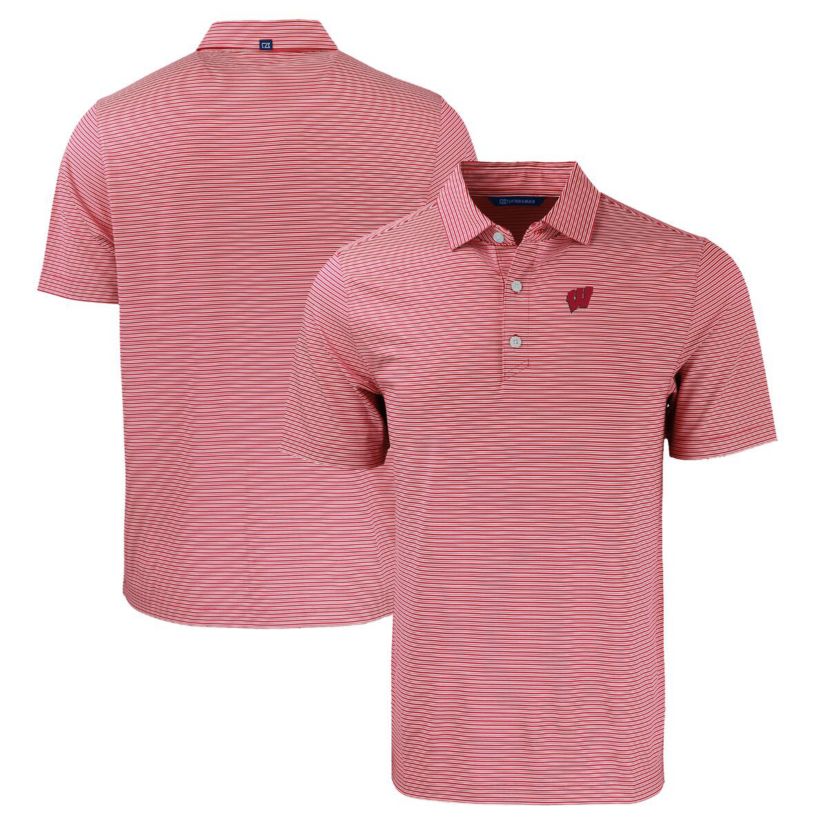 NCAA Wisconsin Badgers Forge Eco Double Stripe Stretch Recycled Polo