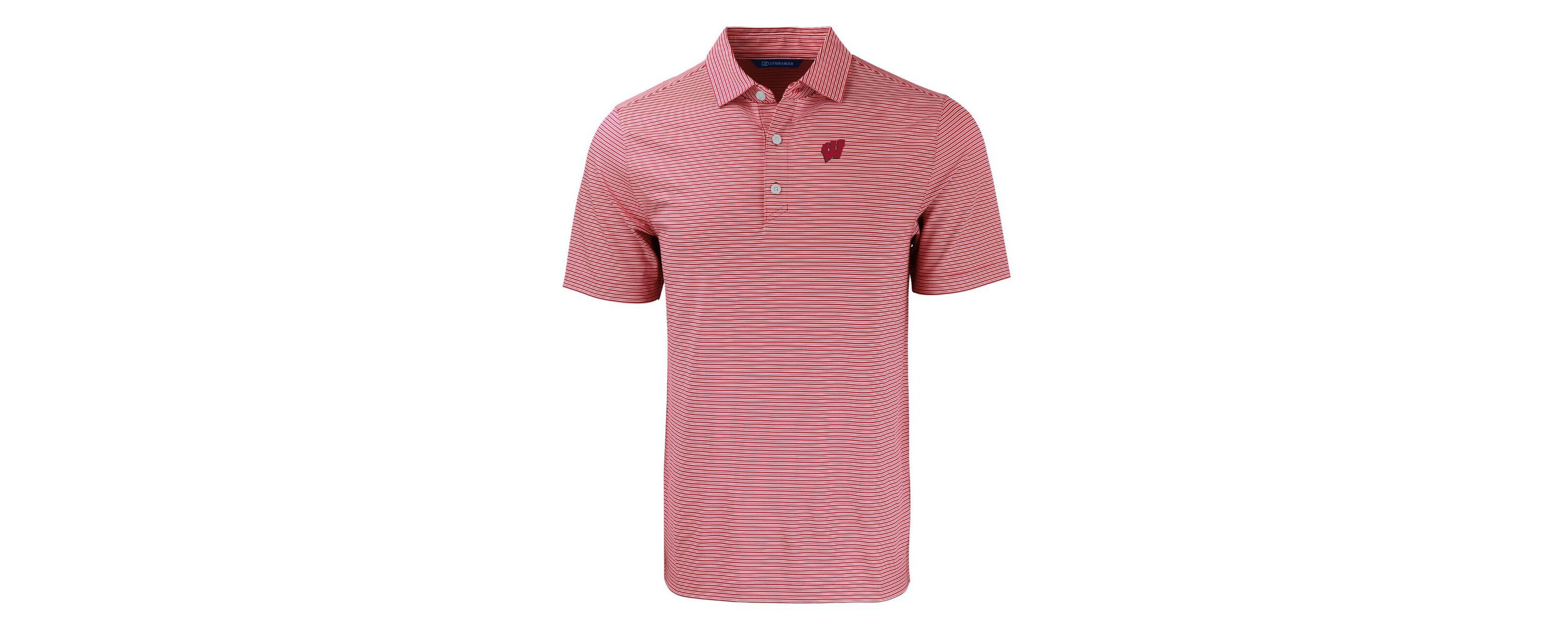 NCAA Wisconsin Badgers Forge Eco Double Stripe Stretch Recycled Polo