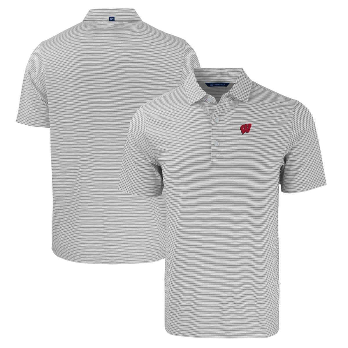 NCAA Wisconsin Badgers Forge Primary Logo Eco Double Stripe Stretch Recycled Polo