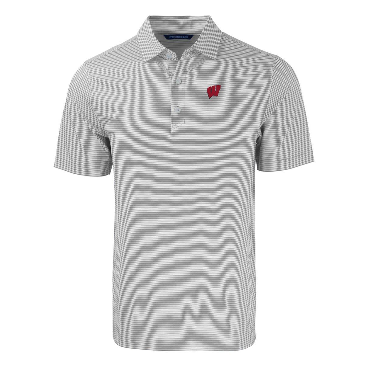 NCAA Wisconsin Badgers Forge Primary Logo Eco Double Stripe Stretch Recycled Polo