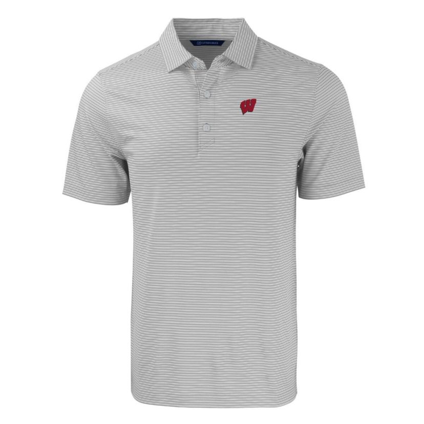 NCAA Wisconsin Badgers Forge Primary Logo Eco Double Stripe Stretch Recycled Polo