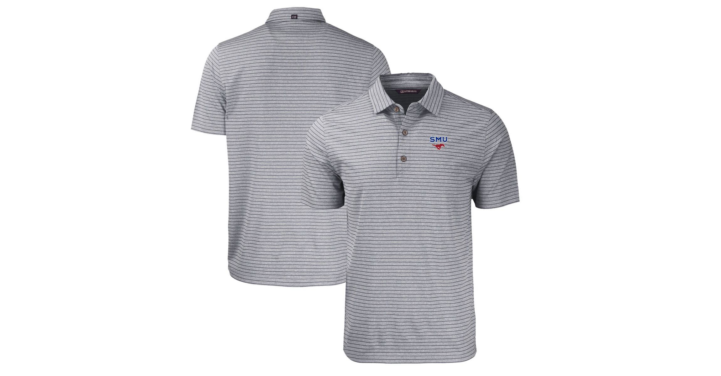 NCAA SMU Mustangs Forge Eco ed Stripe Stretch Recycled Polo