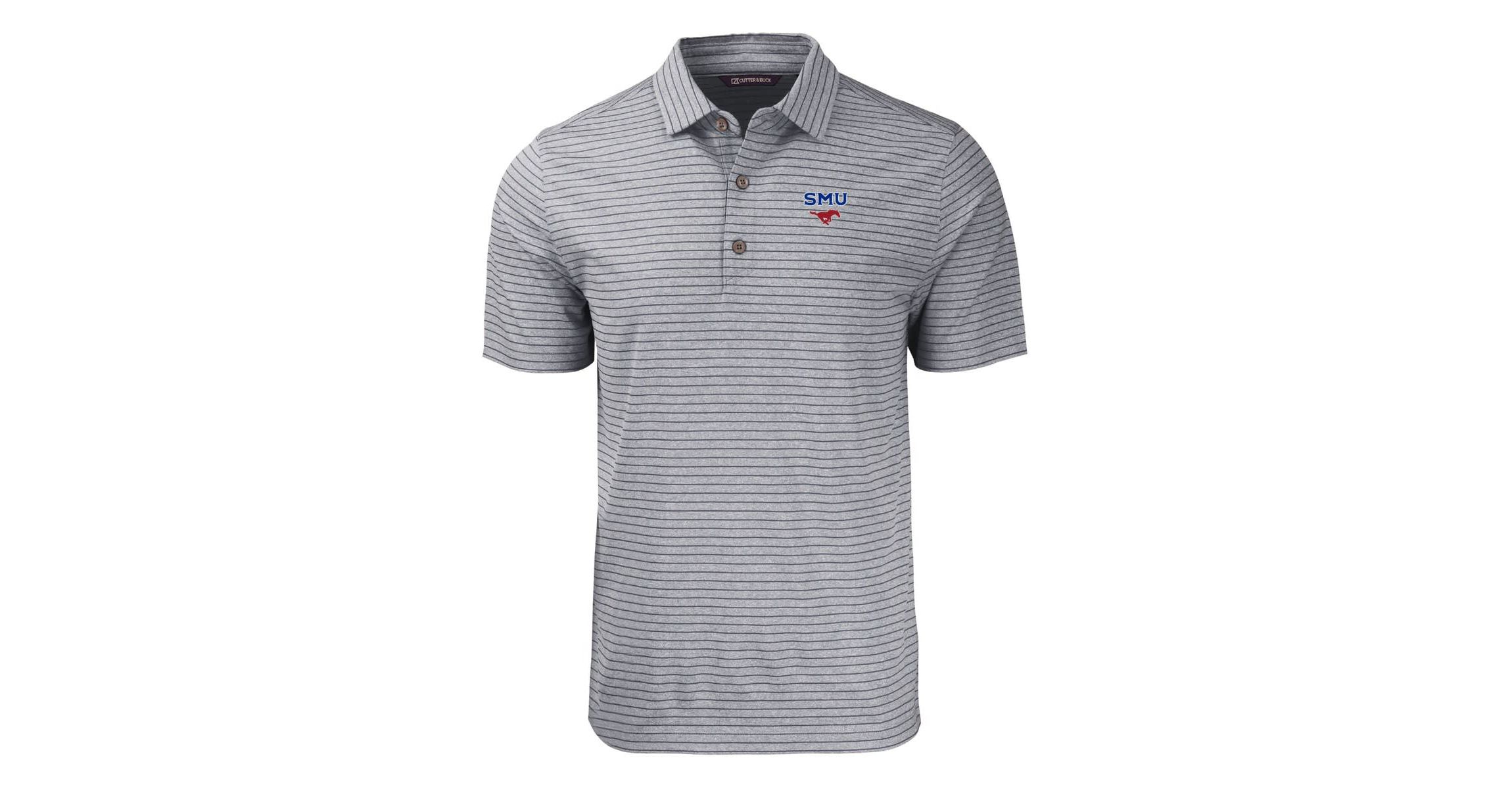 NCAA SMU Mustangs Forge Eco ed Stripe Stretch Recycled Polo