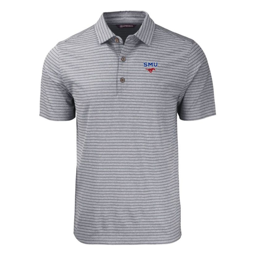 NCAA SMU Mustangs Forge Eco ed Stripe Stretch Recycled Polo