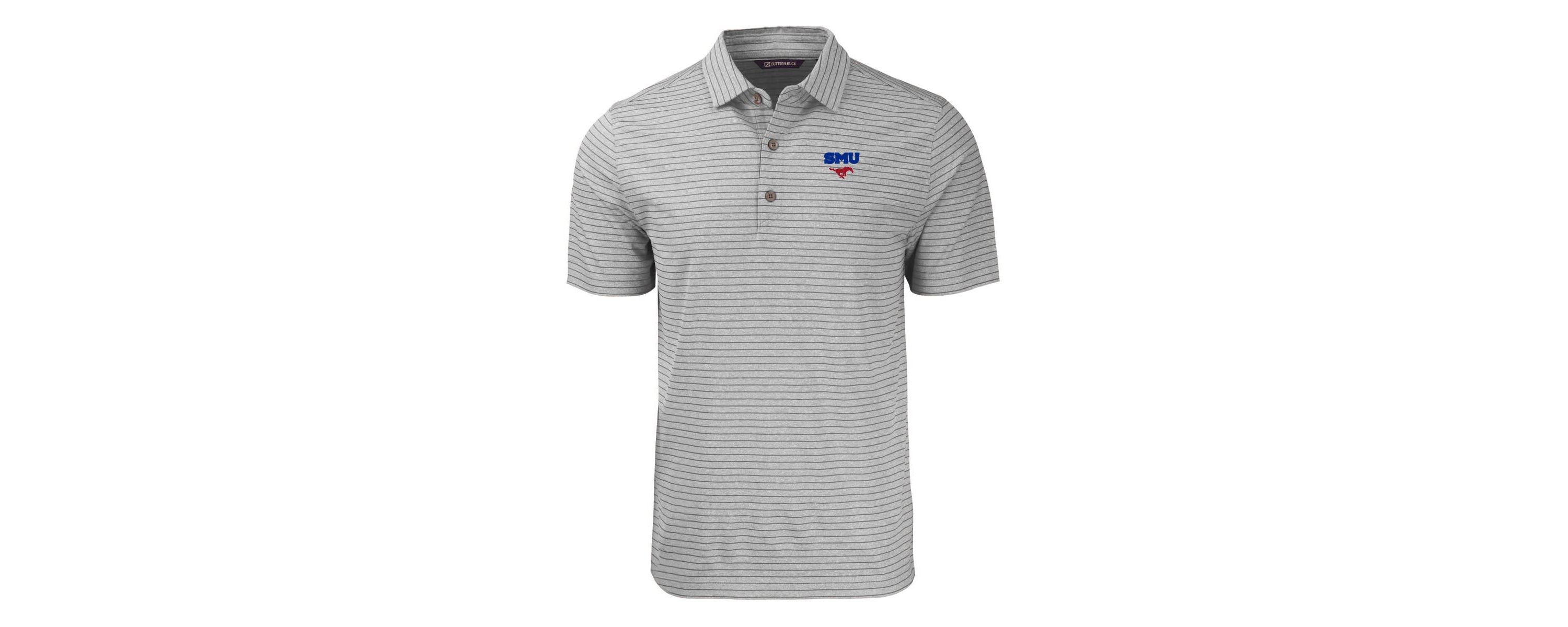 NCAA SMU Mustangs Forge Eco ed Stripe Stretch Recycled Polo