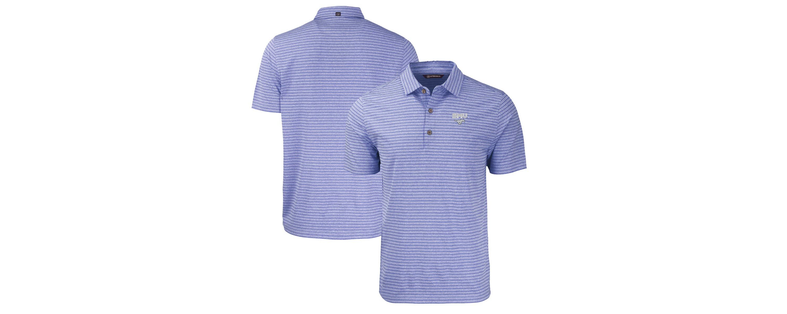 NCAA SMU Mustangs Forge Eco ed Stripe Stretch Recycled Polo