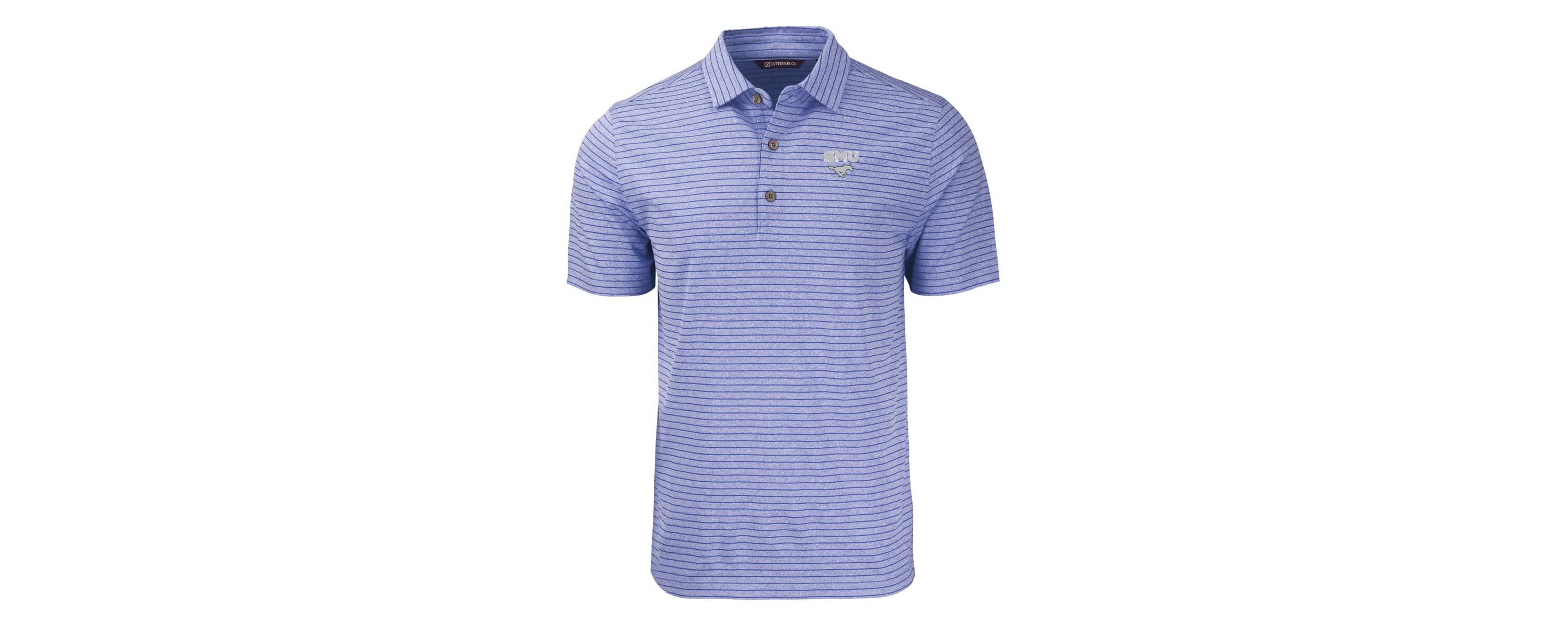 NCAA SMU Mustangs Forge Eco ed Stripe Stretch Recycled Polo
