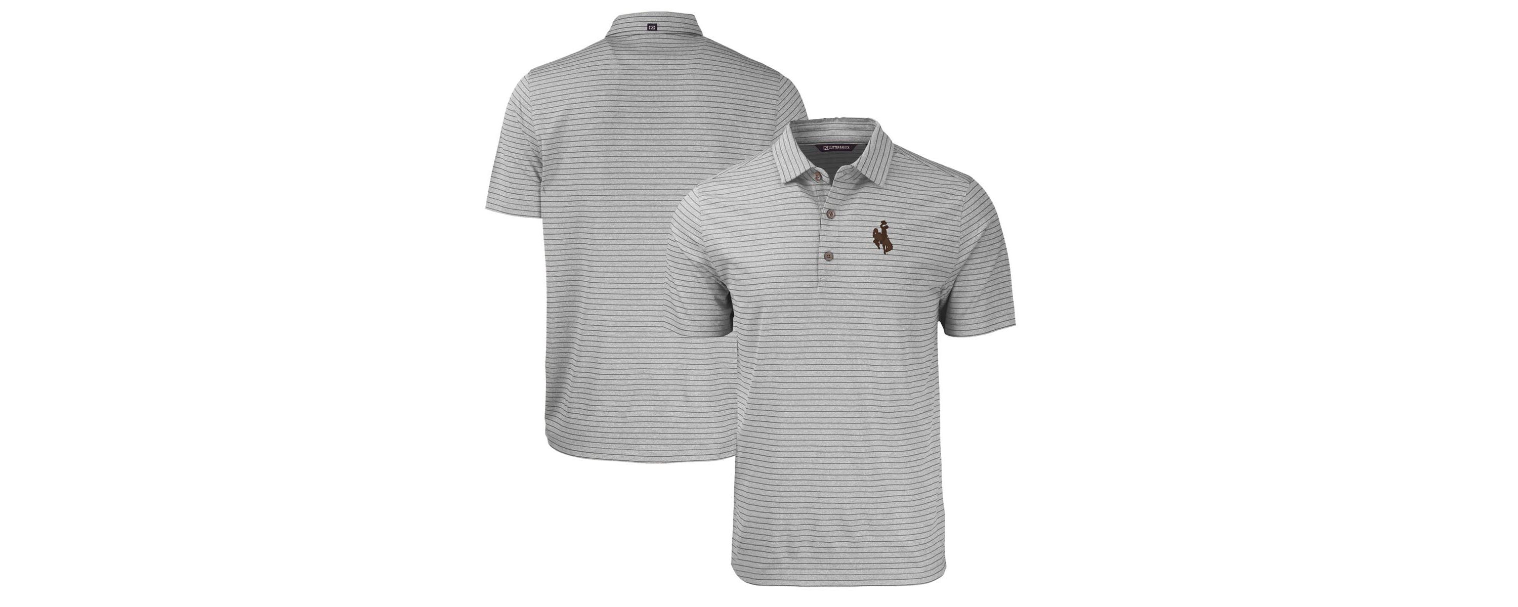 NCAA Wyoming Cowboys Forge Eco ed Stripe Stretch Recycled Polo