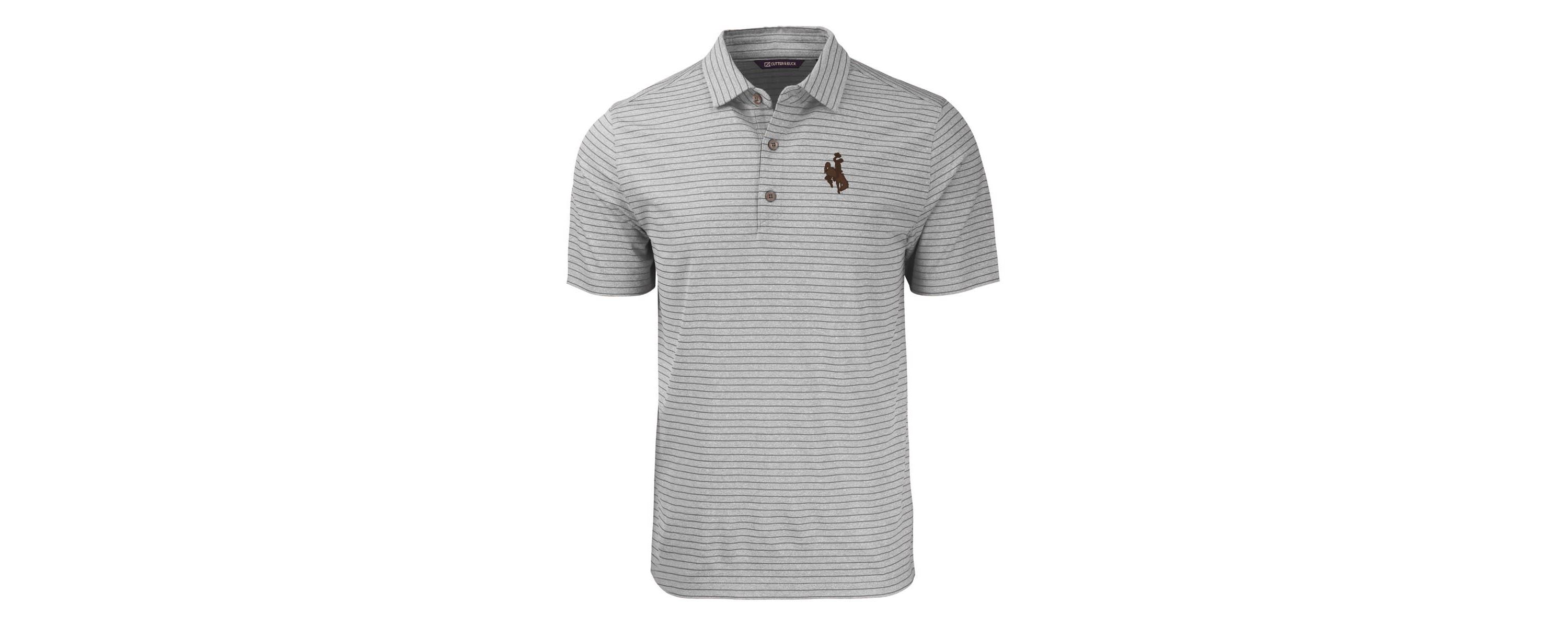 NCAA Wyoming Cowboys Forge Eco ed Stripe Stretch Recycled Polo