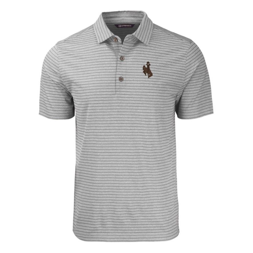 NCAA Wyoming Cowboys Forge Eco ed Stripe Stretch Recycled Polo