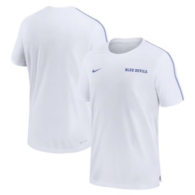 Men's Duke Blue Devils NCAA Nike Duke Devils 2024 Sideline Coach Performance Top, White, 2XL