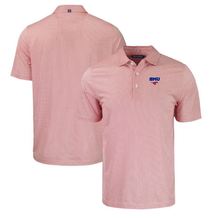 NCAA SMU Mustangs Pike Eco Symmetry Print Stretch Recycled Polo